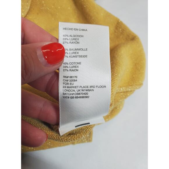 Free People Womens Medium Sweater Dress FRENCH GIRL MINI Gold Shimmer *no Belt - Picture 9 of 13